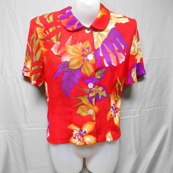 Olivia Rose floral semi sheer button top 10P - Picture 1 of 3